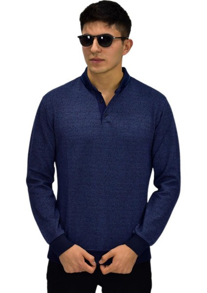 Erkek Polo Yaka Sweatshirt R2254 BGL-ST03197