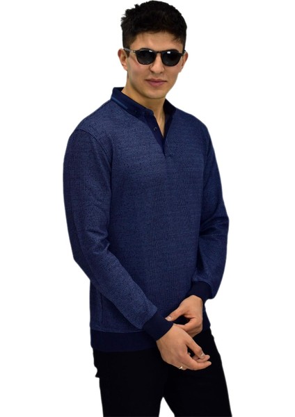 Erkek Polo Yaka Sweatshirt R2254 BGL-ST03197