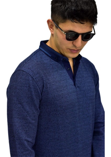 Erkek Polo Yaka Sweatshirt R2254 BGL-ST03197