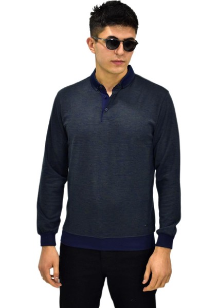 Erkek Polo Yaka Sweatshirt R2255 BGL-ST03201