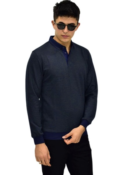 Erkek Polo Yaka Sweatshirt R2255 BGL-ST03201