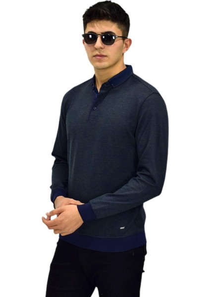 Erkek Polo Yaka Sweatshirt R2255 BGL-ST03201