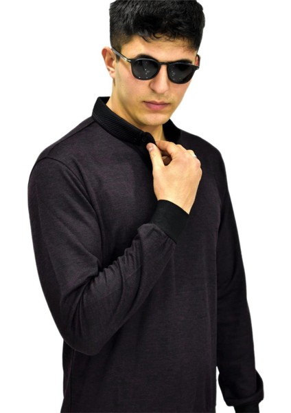 Erkek Polo Yaka Sweatshirt R2255 BGL-ST03201