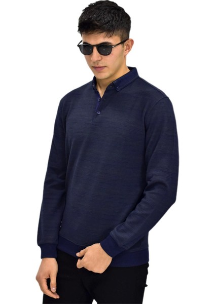 Erkek Polo Yaka Sweatshirt R2252 BGL-ST03199