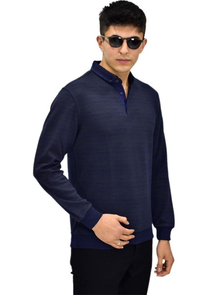 Erkek Polo Yaka Sweatshirt R2252 BGL-ST03199