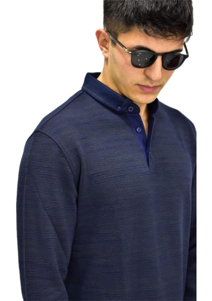 Erkek Polo Yaka Sweatshirt R2252 BGL-ST03199