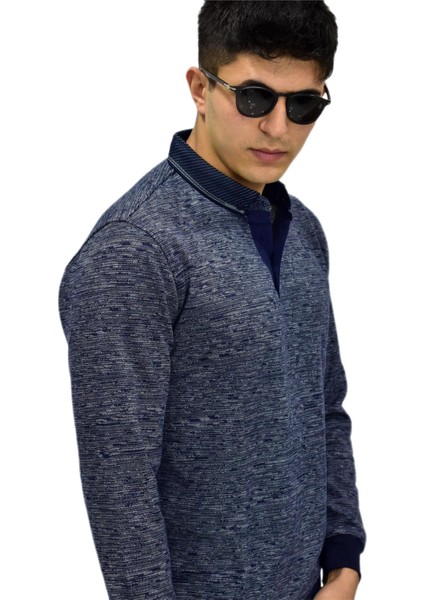 Erkek Polo Yaka Sweatshirt R2255 BGL-ST03201