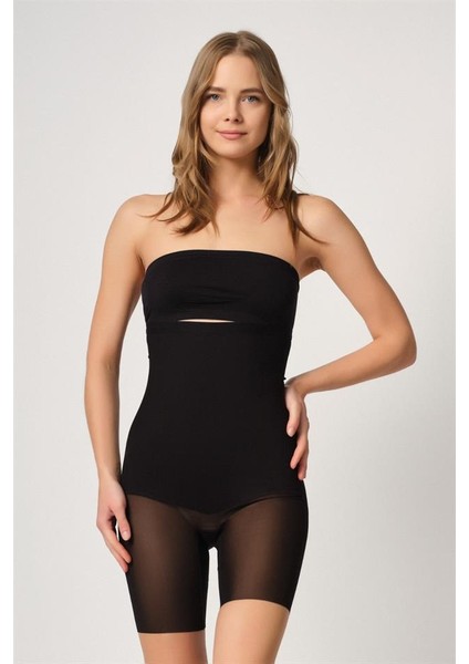 Siyah Emay 2929 Double Tül Paçalı Lazer Korse