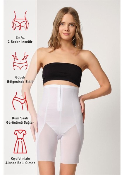 Beyaz Emay 2928 Ön Agraflı Tül Paçalı Lazer Korse fırsatları