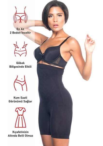 Siyah Emay 2077 Yüksek Bel Desenli Paçalı Korse fırsatları