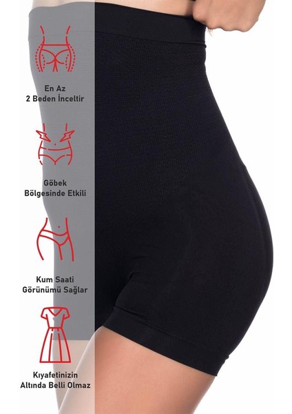 Siyah Emay 2055 Yüksek Bel Masajlı Boxer Korse fırsatları