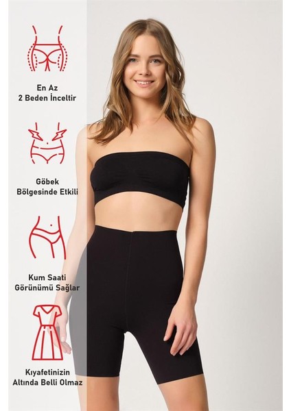 Siyah Emay 2707 Lazer Yüksek Bel Paçalı Korse fırsatları