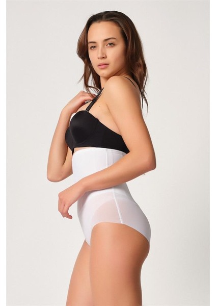 Beyaz 2945 Tül Karyokalı Slip Lazer Korse