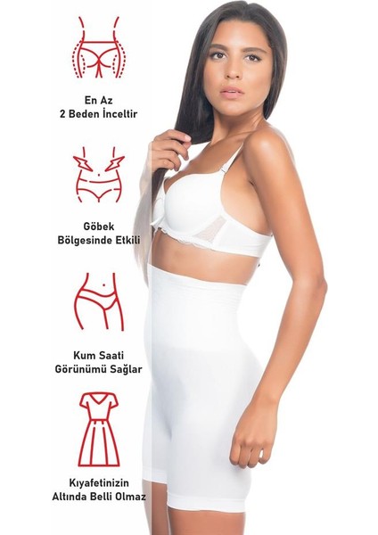 Beyaz Emay 2075 Yüksek Bel Desenli Double Kısa Paça Korse fırsatları