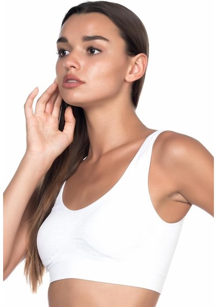 Beyaz Emay 4021 Pedli Kalın Askılı Sütyen Korse