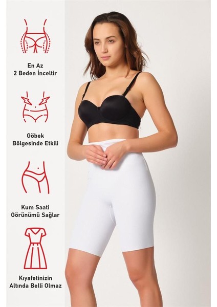 Beyaz Emay 2927 Bel Dekolteli Balenli Paçalı Lazer Korse fırsatları