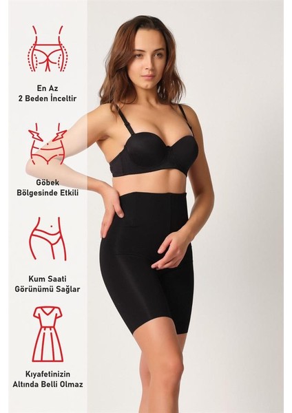 Siyah Emay 2927 Bel Dekolteli Balenli Paçalı Lazer Korse fırsatları