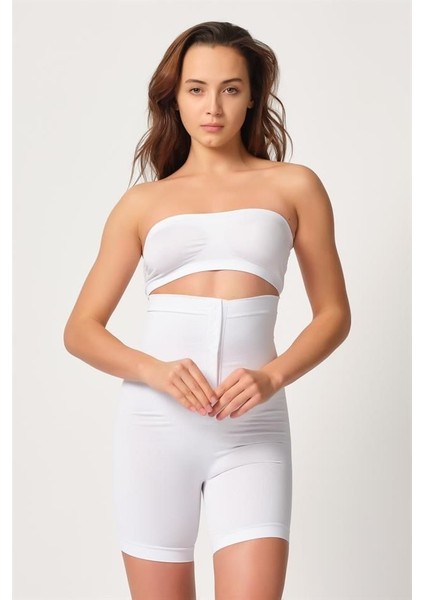 Beyaz Emay 2087 Önden Agraflı Paçalı Korse