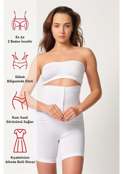 Beyaz Emay 2087 Önden Agraflı Paçalı Korse fırsatları