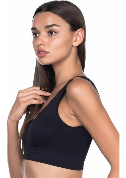 Siyah Emay 4021 Pedli Kalın Askılı Sütyen Korse