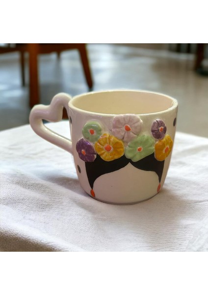 Ponsetya Ceramic & Lilies Atelier Özgür Kadın Renkli Çiçek Desen El Yapımı Mug Kupa Set 260 ml modelleri