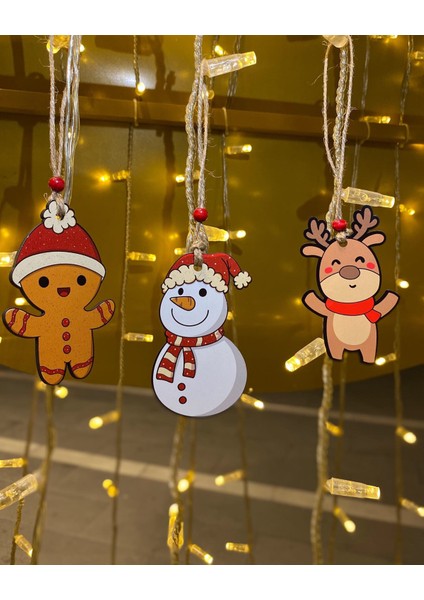 Ahşap Ağaç Süsü , Duvar Süsü , Oda Süsü ( Kurabiye Adam , Kardan Adam , Sevimli Geyik )