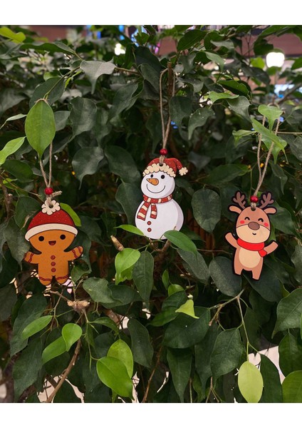 Ahşap Ağaç Süsü , Duvar Süsü , Oda Süsü ( Kurabiye Adam , Kardan Adam , Sevimli Geyik ) modelleri