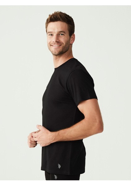 Erkek Battal Siyah 2'li Yuvarlak Yaka T-Shirt 90002