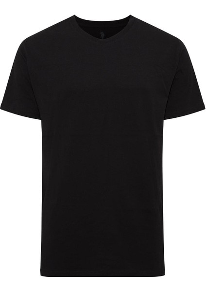 Erkek Battal Siyah 2'li Yuvarlak Yaka T-Shirt 90002