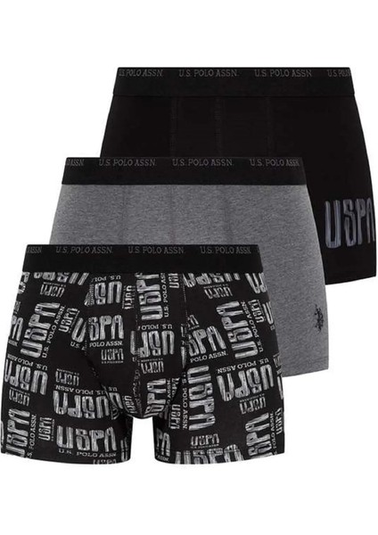 Baskılı Pamuklu Likralı Erkek 3'lü Boxer Set 80338