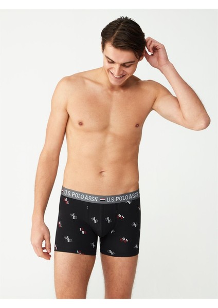 Erkek Modal Bordo Siyah Baskılı 2'li Boxer 80487