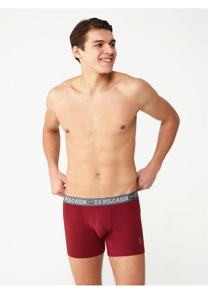 Erkek Modal Bordo Siyah Baskılı 2'li Boxer 80487