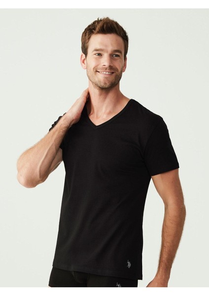 Erkek Battal Siyah 2'li V Yaka T-Shirt 90001 fırsatları