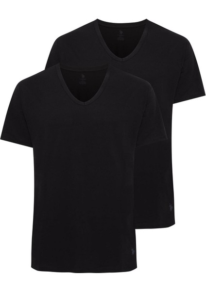 Erkek Battal Siyah 2'li V Yaka T-Shirt 90001 indirimleri