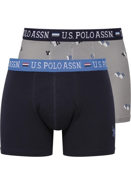 Erkek Modal Gri Baskılı Lacivert 2'li Boxer 80487