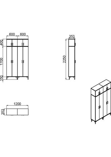 Kalender Dekor Alba-1-3-4-4 Portmanto Vestiyer Ayakkabılık ALB01