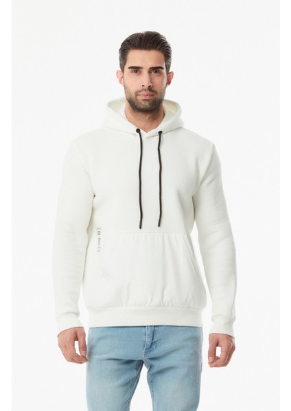 Baskılı Renk Bloklu Kanguru Cepli Sweatshirt