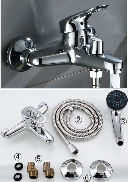 Banyo Duş Bataryası Sıcak Soğuk Mix Banyo Çeşme Hortum ve Başlık