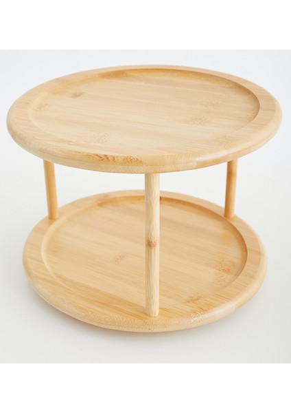 Bambu Iki Katlı dönen sunum kurabiye stantdı baharatlık organizer fiyatları