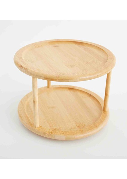 Bambu Iki Katlı dönen sunum kurabiye stantdı baharatlık organizer modelleri