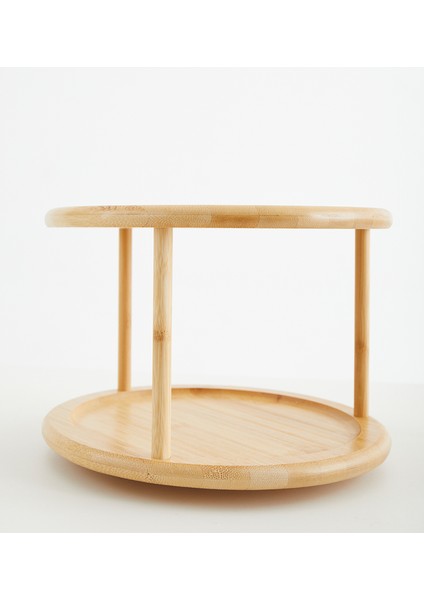 Bambu Iki Katlı dönen sunum kurabiye stantdı baharatlık organizer fırsatları