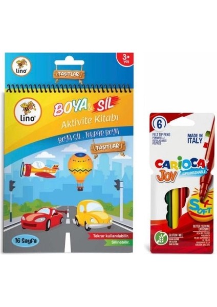Boya Sil Aktivite Boyama Kitabı Araçlar (Silinebilir) & Carioca 6'li Boyama Kalemi