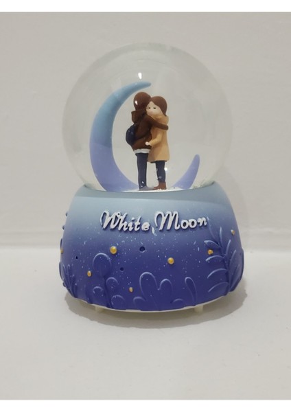 White Moon Orta Boy Işıklı Müzikli Kar Küresi