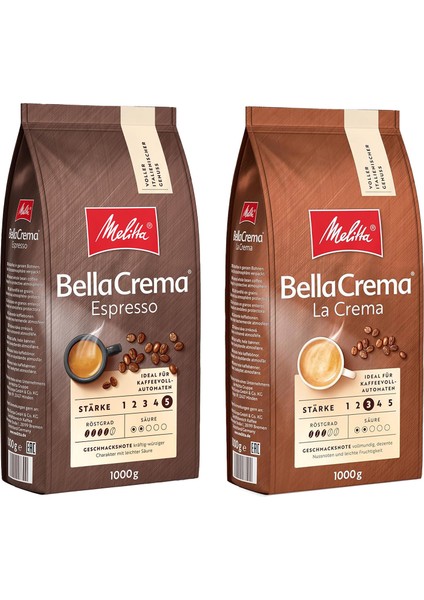 Bella Crema La Crema ve Espresso Çekirdek Kahve 2X1000GR 2'li Set