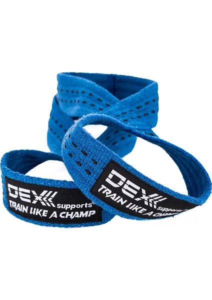 Ağırlık Kaldırma Kayışı , Halter Kayışı Fitness Crossfit 8 Loop Lifting Straps Mavi Pro 2'li Paket