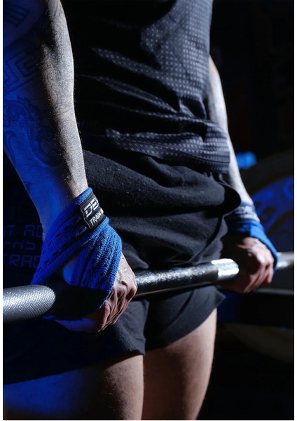 Sporcu Bilekliği Wrist Wraps+Ağırlık Kaldırma Kayışı Mavi 8 Loop Lifting Straps 2'li Paket