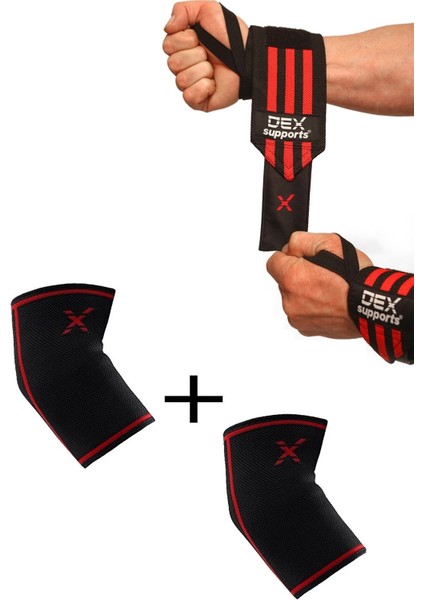 Sporcu Bilekliği Wrist Wraps+Elbow Sleeve Fitness Ortopedik Antrenman Dirsekliği 2'li Paket