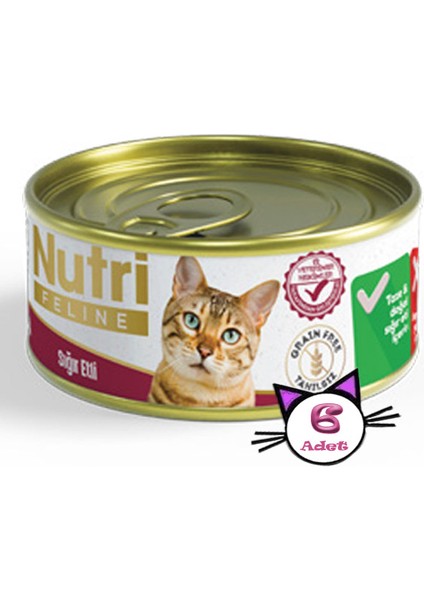 Tahılsız Sığır Etli 85gr Yaş Kedi Maması 6 Adet