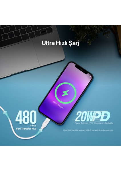 ttec USB-C - Lightning Hızlı Şarj Kablosu 150cm