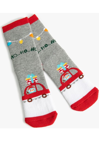 Yılbaşı Temalı Kardan Adam Detaylı Çorap